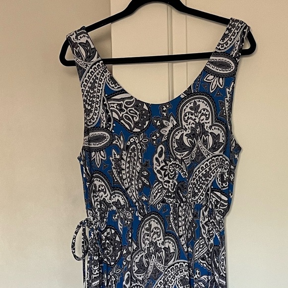 Cynthia Rowley Blue White Black Paisley Maxi Dress - Picture 3 of 6